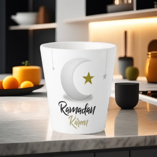 Caneca De Café Latte Ramadan Kareem Elegante Crescente Islâmico Mubarak