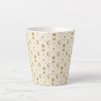 Caneca De Café Latte Ramadan Lanterns & Crescent Seamless 