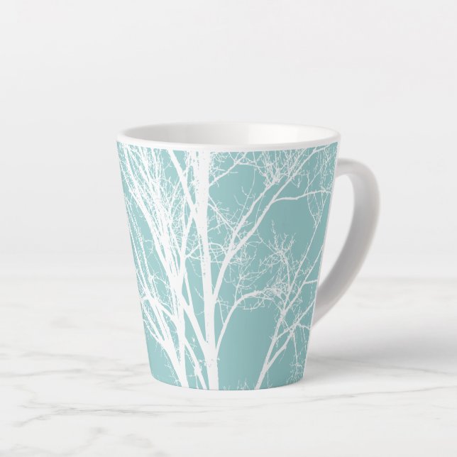 Caneca De Café Latte Ramificações da Árvore Branca (Ângulo direito)