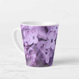 Caneca De Café Latte Ramificações do Flor Lilac Roxo