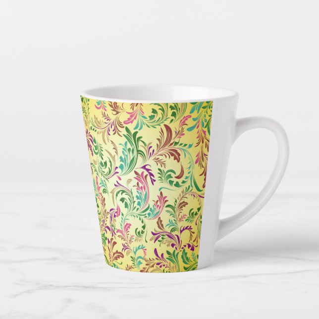 Caneca De Café Latte Ramificações - Padrão Design-444555 (Direita)