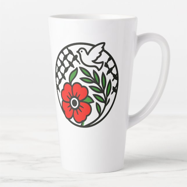 Caneca De Café Latte Ramo de Oliveira e Pombo (Direita)