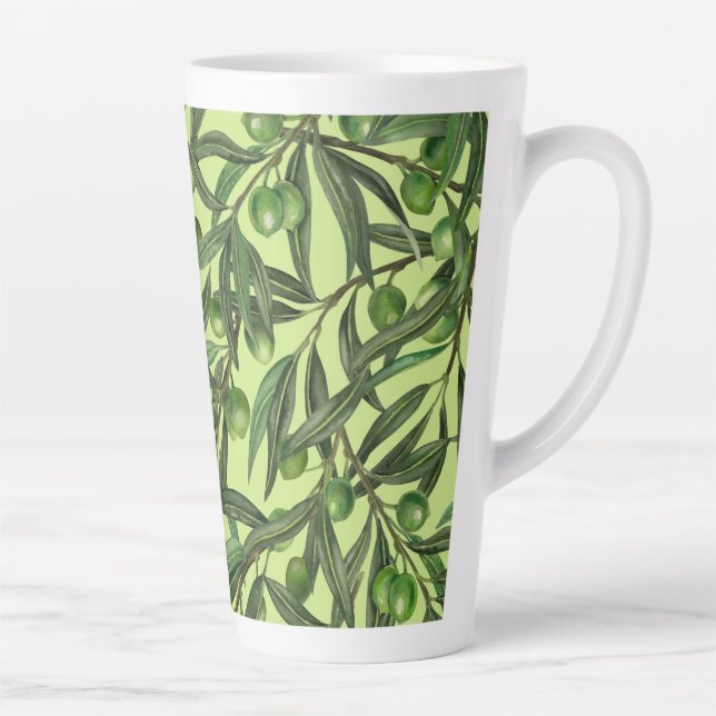 Caneca De Café Latte ramos de oliveira em verde de melada (Direita)