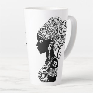 Caneca De Café Latte Rapariga africana Retrato Tribal Tatuagem