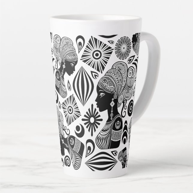 Caneca De Café Latte Rapariga africana Retrato Tribal Tatuagem (Ângulo direito)