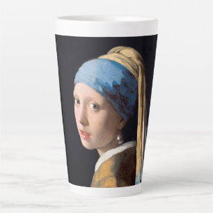 Caneca De Café Latte Rapariga com pérolas a ouvir o Johannes Vermeer