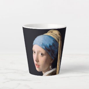 Caneca De Café Latte Rapariga com pérolas de ouvido - Johannes Vermeer 