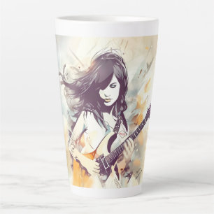 Caneca De Café Latte Rapariga com vibrações musicais