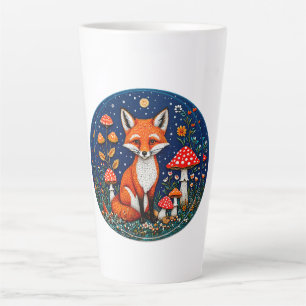 Caneca De Café Latte Rapariga raposa de desenho animado fofo
