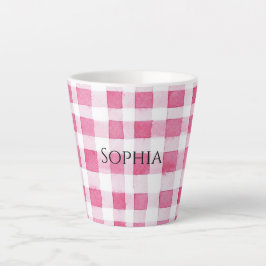 Caneca De Café Latte Rapariga rosa Xadrez strips Aniversário