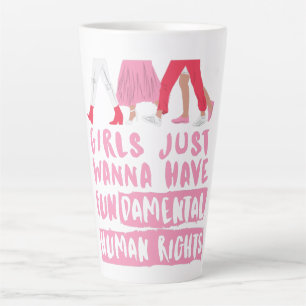 Caneca De Café Latte Raparigas Querem Direitos Fundamentais Arte Palavr