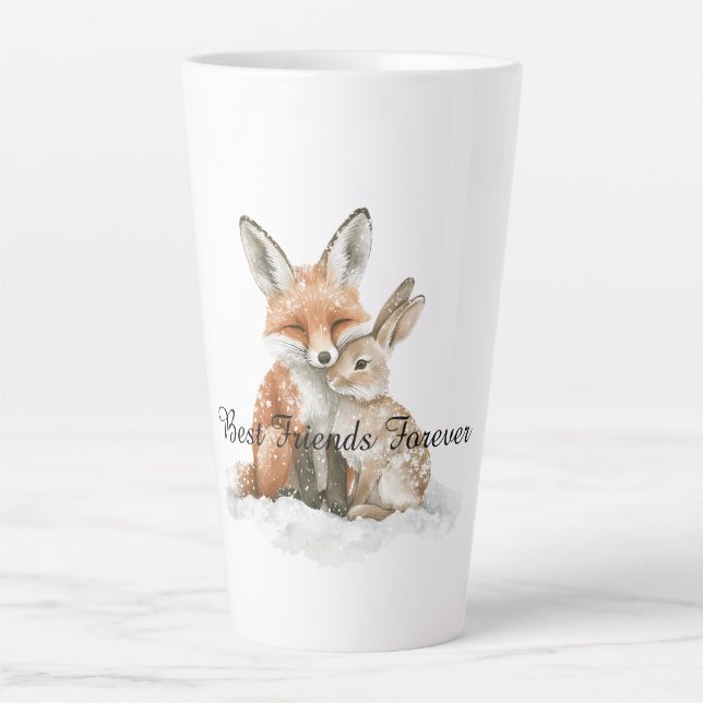 Caneca De Café Latte Raposa Coelho Coelhinho Melhores Amigos Para Sempr (Frente)