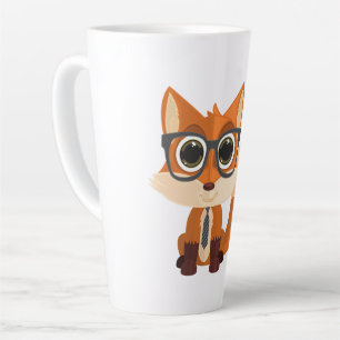 Caneca De Café Latte Raposa Fofoqueira Kawaii Cartoon Café Grande e Aco