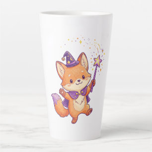Caneca De Café Latte Raposa Mágica Fofa Lançando Feitiço Mágico Hallowe