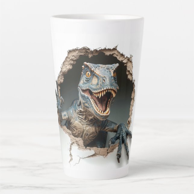 Caneca De Café Latte Raptor Jurássico Velociraptor Dinossauro (Frente)