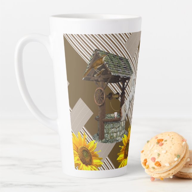 Caneca De Café Latte Rastreio de Girassol Cão-de-Obra Latte (In Situ)