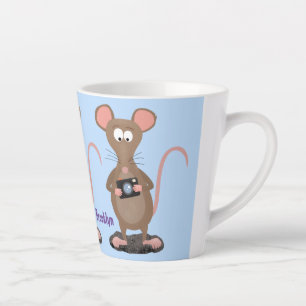 Caneca De Café Latte Rato engraçado com ilustração de desenho animado c