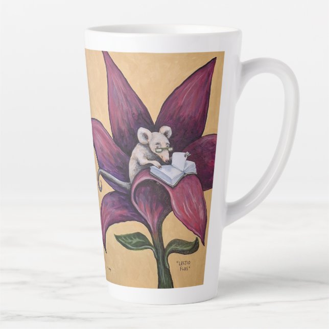 Caneca De Café Latte Reading Flower latte mug (Direita)