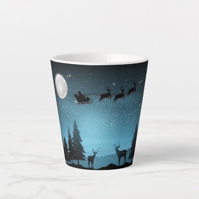 Caneca De Café Latte Rebelde Adorável À Noite (Frente)