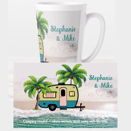 Caneca De Café Latte Reboque Retro de Acampamento Costeiro Personalizad