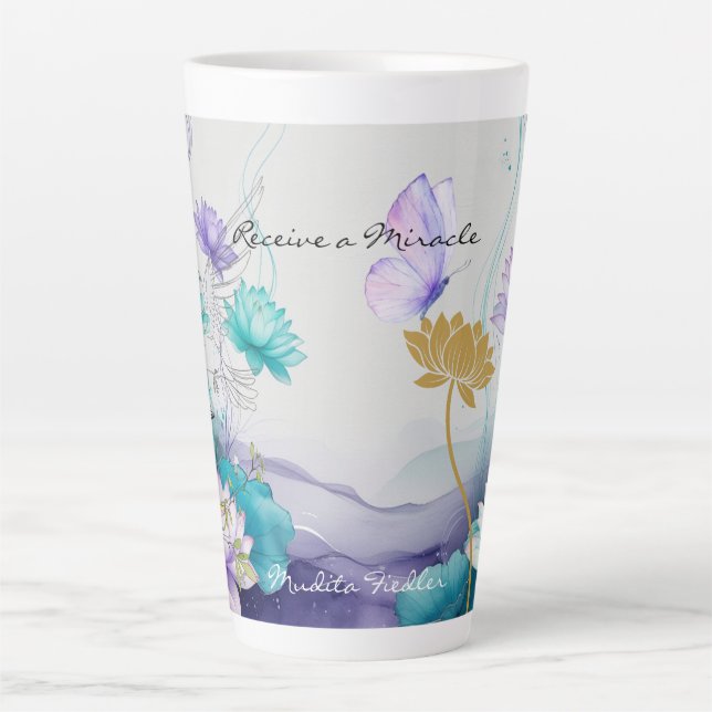 Caneca De Café Latte Receba um Milagre - Caneca Latte (Frente)