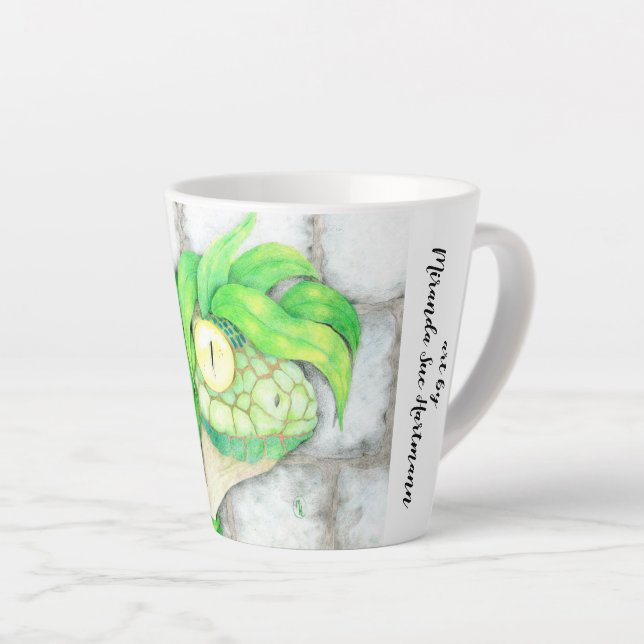 Caneca De Café Latte "Recluso Reptiliano" (Ângulo direito)