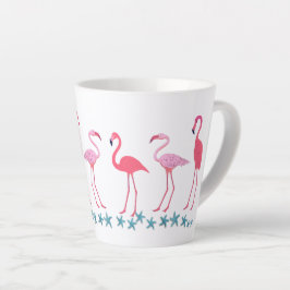 Caneca De Café Latte Recolha de Flamingo e Starfish