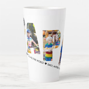 Caneca De Café Latte Recorte de Letra PAPA para Colagem de 4 Fotos Pers