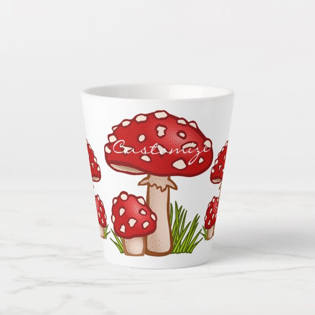 Caneca De Café Latte Red Amanita Mushroom Thunder_Cove  (Frente)