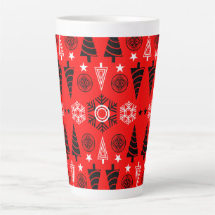 Caneca De Café Latte Red And Black Art Nouveau Natal