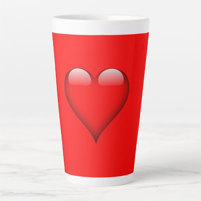 Caneca De Café Latte Red Background Love Wedding Heart (Frente)