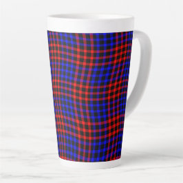 Caneca De Café Latte Red Blue Plaid Checker Seamless Pattern