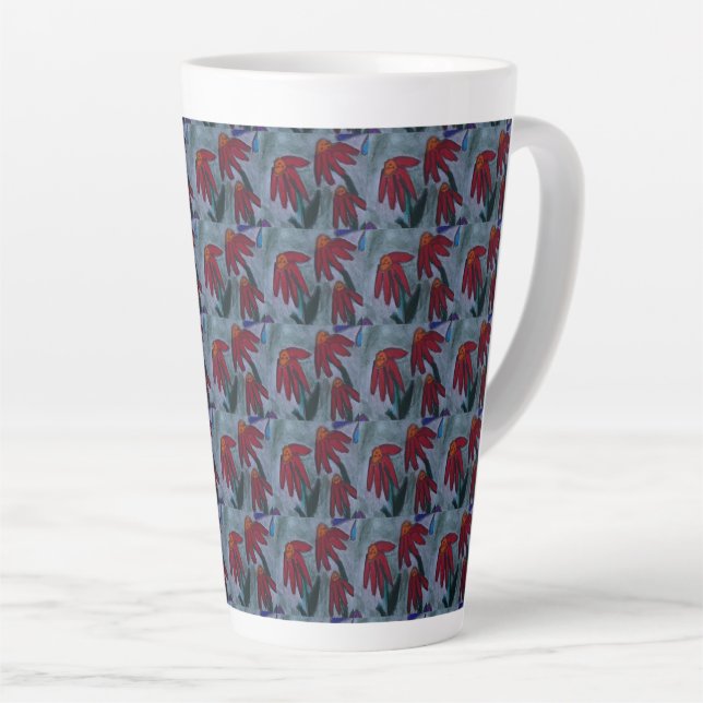 Caneca De Café Latte Red Daisy (Ângulo direito)