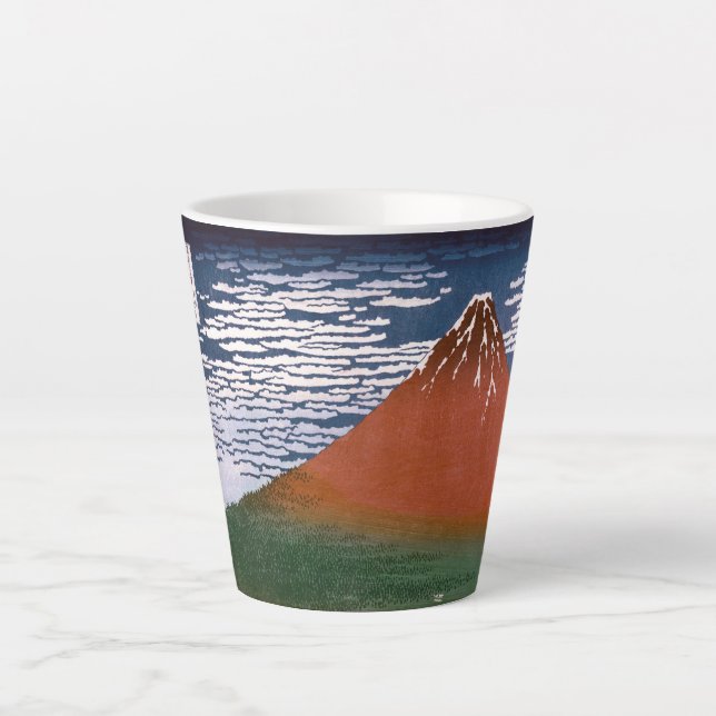 Caneca De Café Latte Red Fuji, Aka Fujiyama Volcano Katsushika Hokusai (Frente)