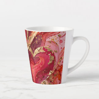 Caneca De Café Latte Red & Gold Marble design Latte Cup