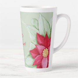 Caneca De Café Latte Red Green Christmas Star Poinsettia Watercolor