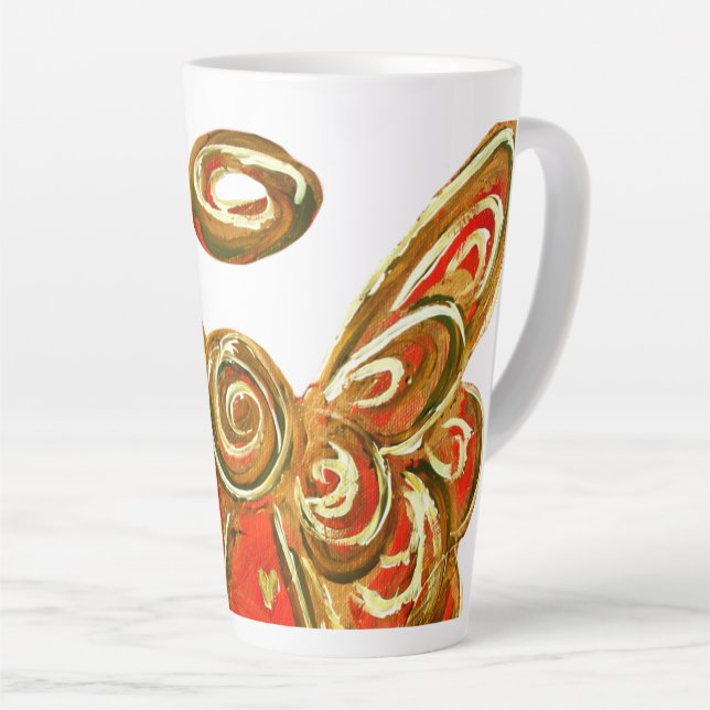 Caneca De Café Latte Red Guardian Angel Christmas Latte Coffee Mug Cup (Ângulo direito)