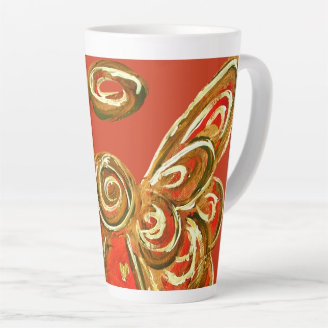 Caneca De Café Latte Red Guardian Angel Christmas Latte Coffee Mug Cup (Ângulo direito)