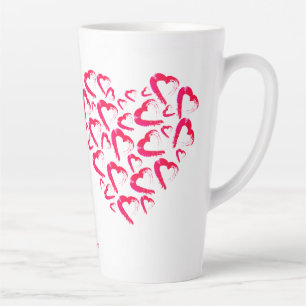 Caneca De Café Latte Red Hearts Latte Mug