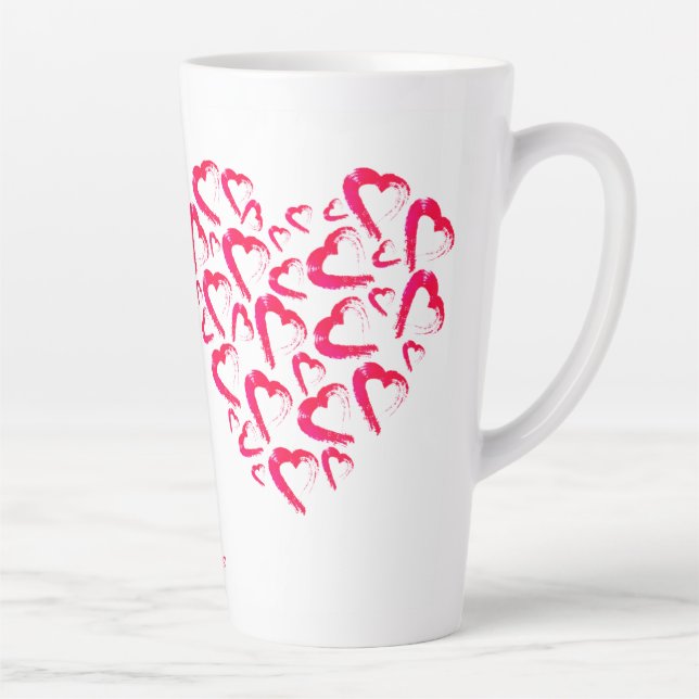 Caneca De Café Latte Red Hearts Latte Mug (Direita)