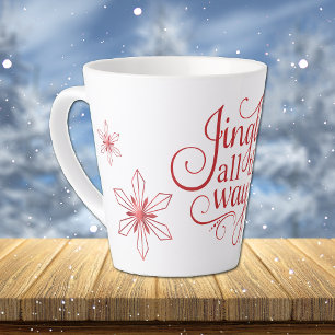 Caneca De Café Latte Red Jingle durante todo o caminho Natal