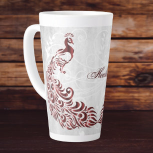 Caneca De Café Latte Red Peacock Personalizado Latte Mug