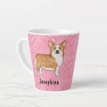 Red Pembroke Welsh Corgi Em Corações Rosa Com Nome