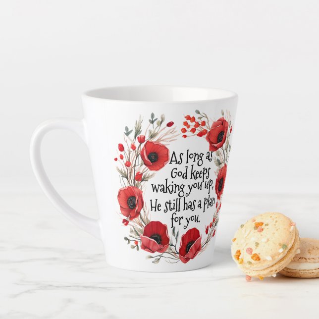 Caneca De Café Latte Red Poppies Mug (In Situ)
