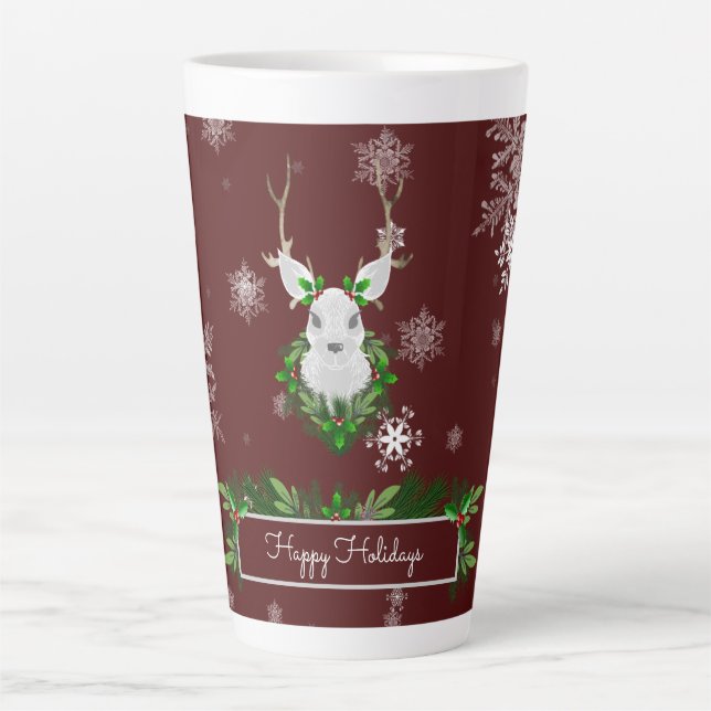 Caneca De Café Latte Red Reindeer Latte Mug (Frente)