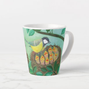 Caneca De Café Latte Red Robin e Excelente Tit Bird Nesting