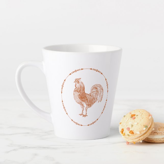Caneca De Café Latte Red Rustic Rooster (In Situ)