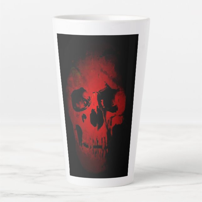 Caneca De Café Latte Red Skeleton Fantasy Art Heavy Metal (Frente)