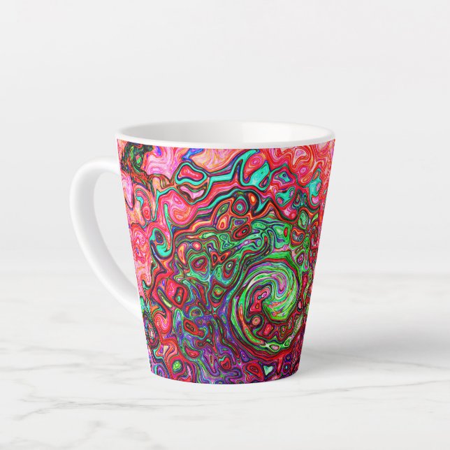 Caneca De Café Latte Redemoinho Líquido Abstrato Groovy Retro em Aquare (Ângulo esquerdo)