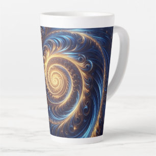 Caneca De Café Latte Redemoinhos Modernos Abstratos Espaciais Azul Real